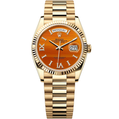 Rolex Day-Date 36 Yellow Gold Carnelian Dial 128238